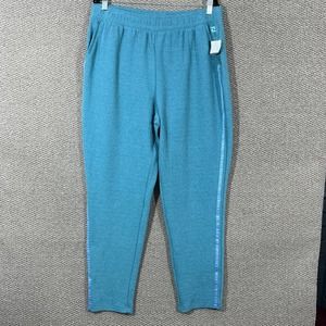 Zelos Pants Womens XL Teal Blue Side Tape Tapered Leg Waffle Knit Athleisure NEW